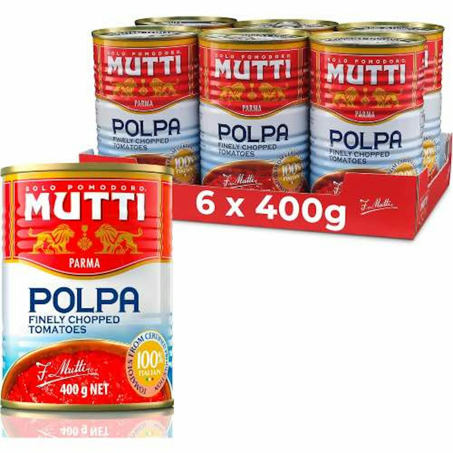6 pack of Mutti chopped tomatoes cans