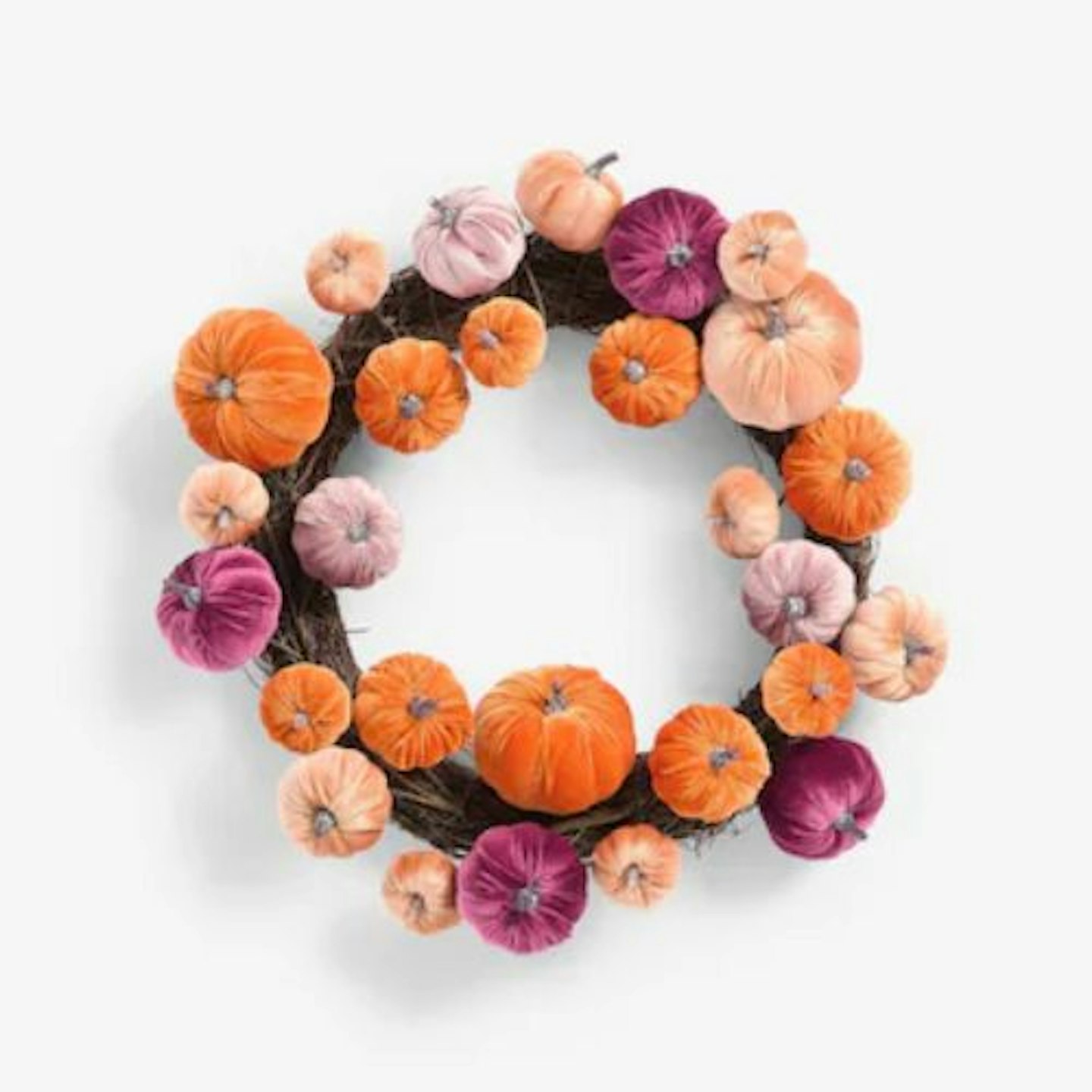 Orange Autumn Velvet Pumpkin Wreath