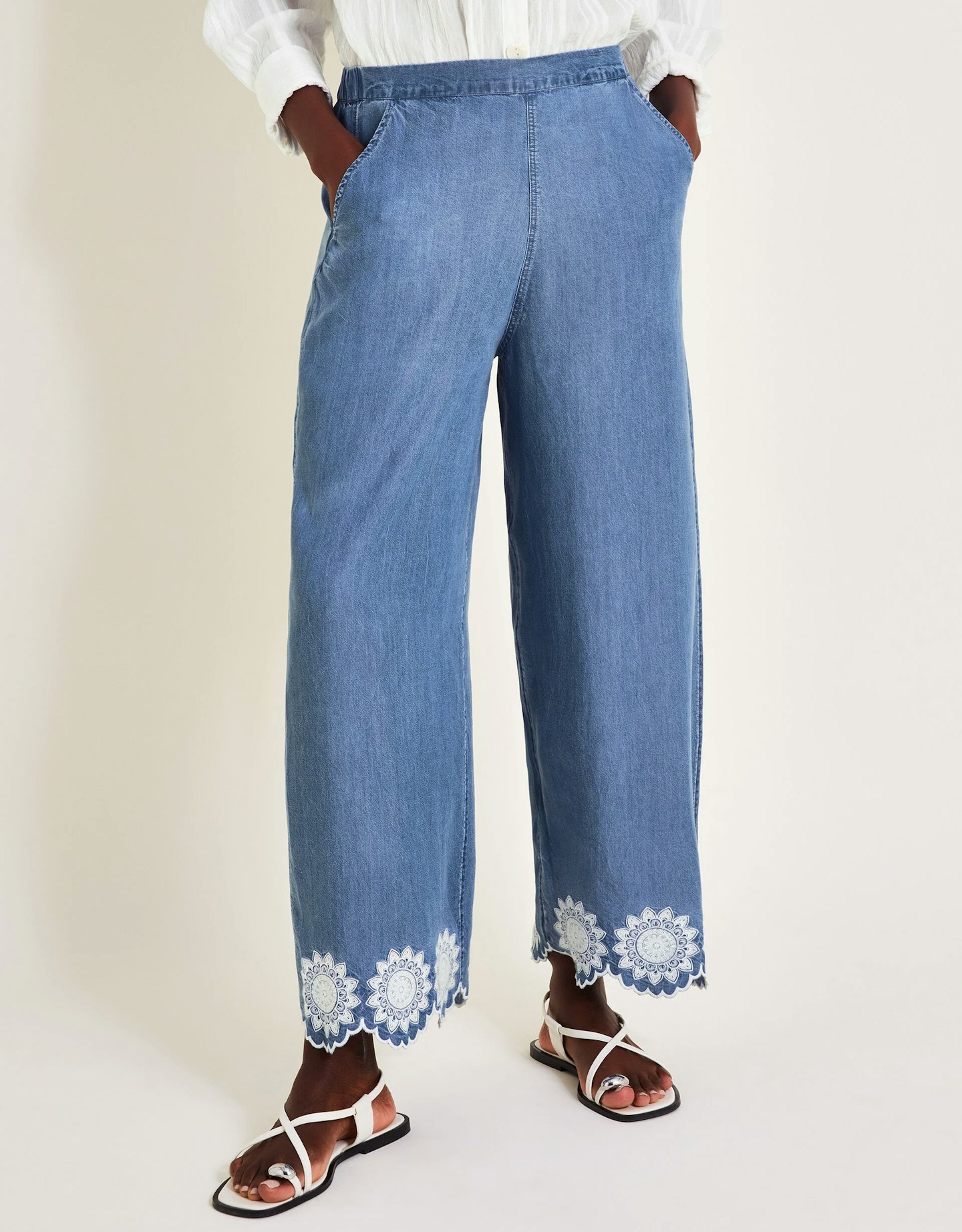 Talia embroidered trousers blue