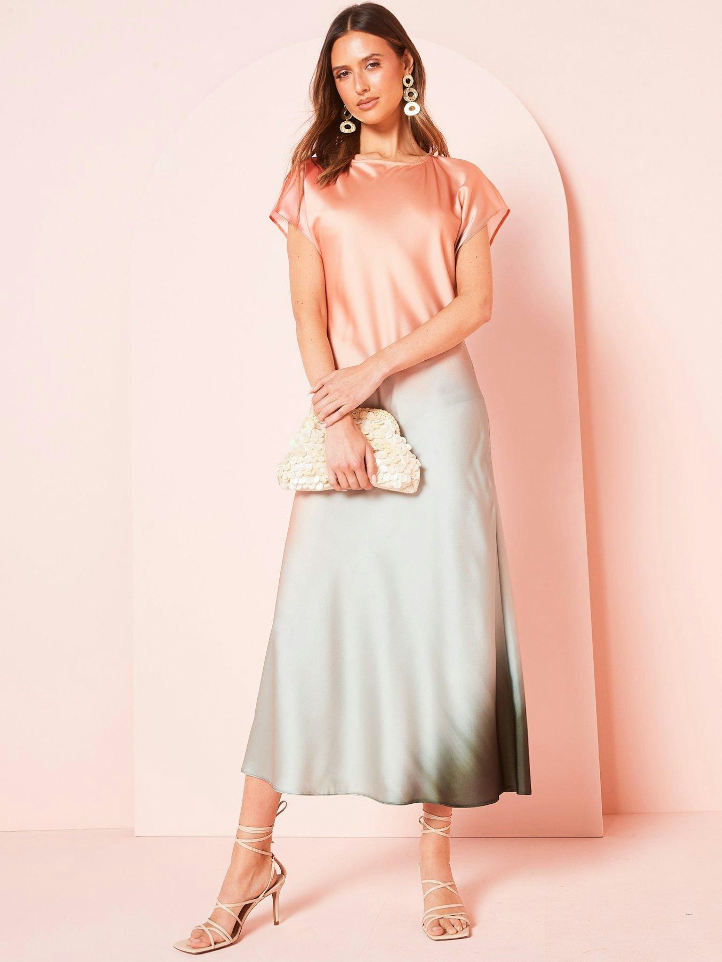 Very Pink Ombre Satin Column Midaxi Dress 