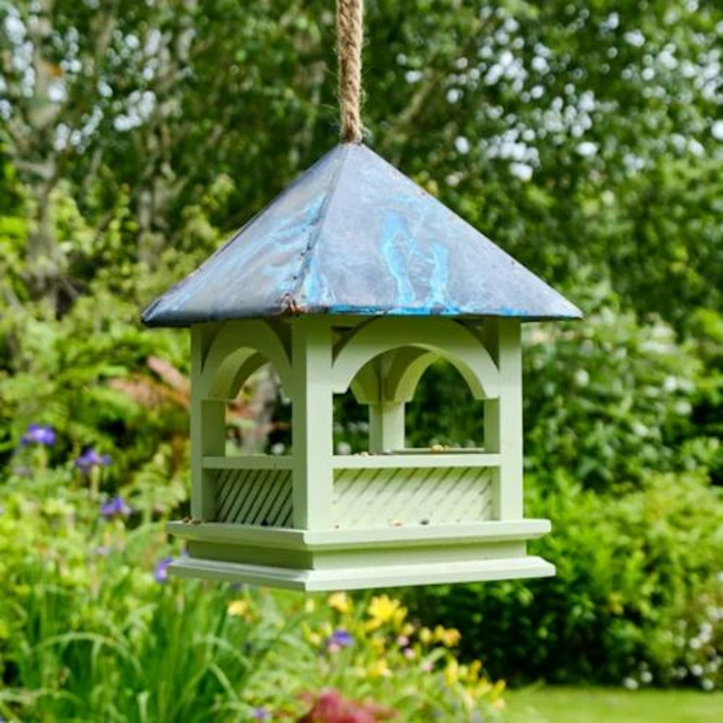 Wildlife World Hanging Bempton Bird Table, Pale Green