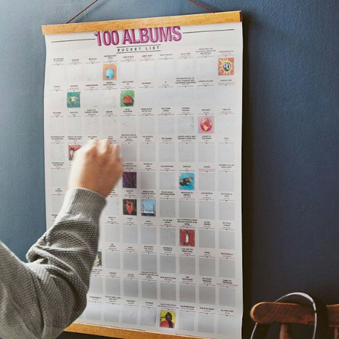 100 Albums Scratch Bucket List Poster