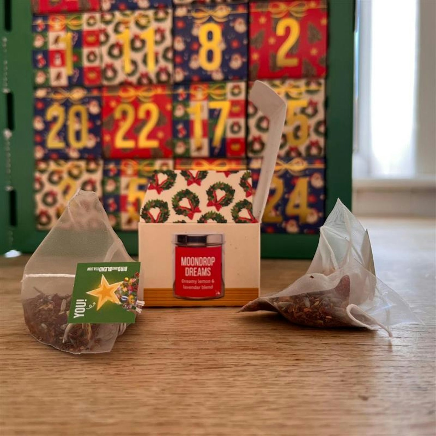 Bird and Blend tea advent calendar inside plus two tea bags