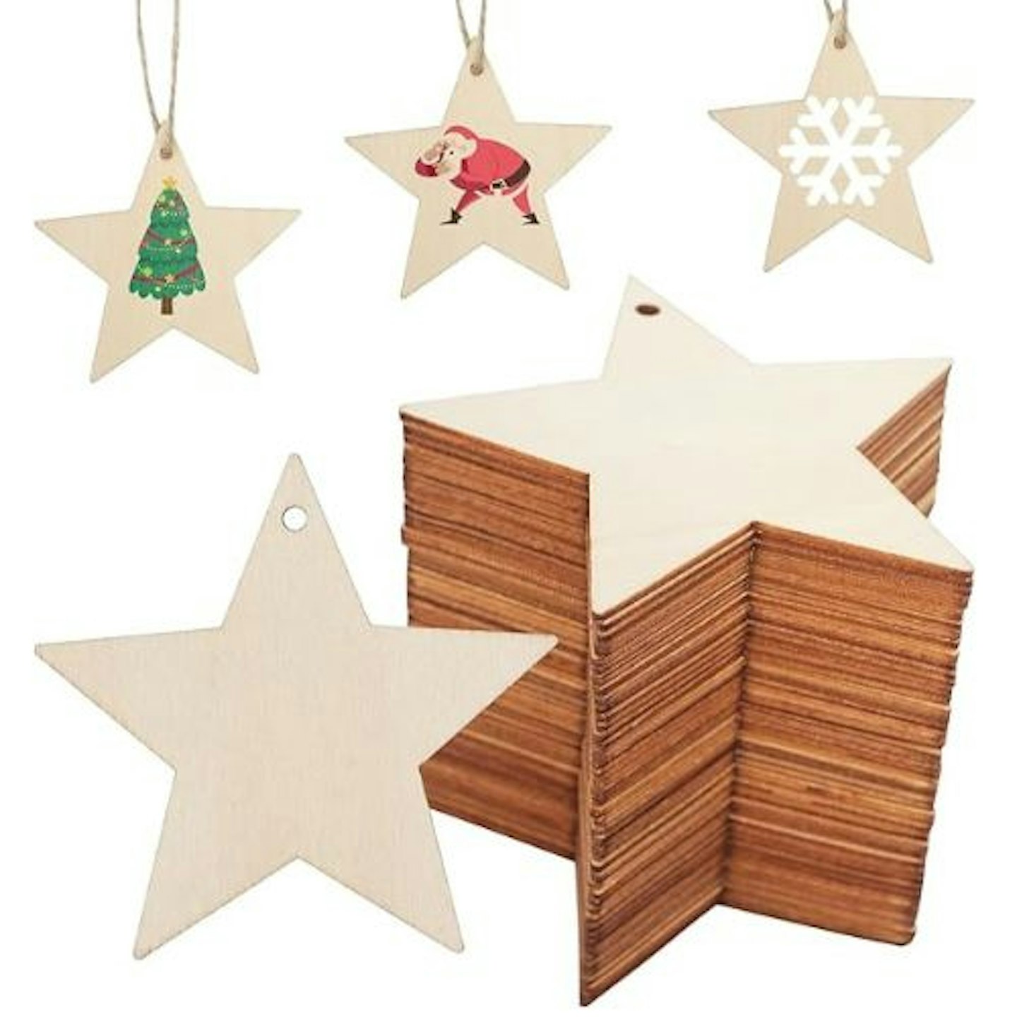 DLUSZERT Christmas Wooden Star Ornaments