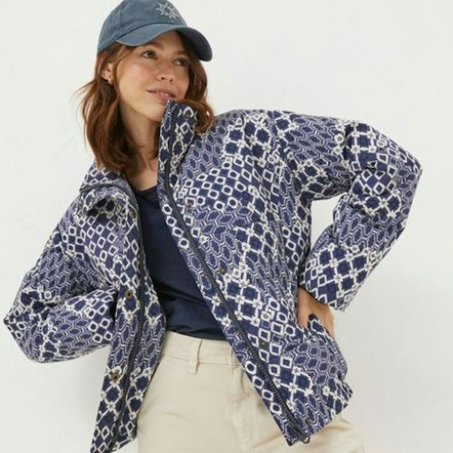 Peri Blue Patchwork Puffer Jacket