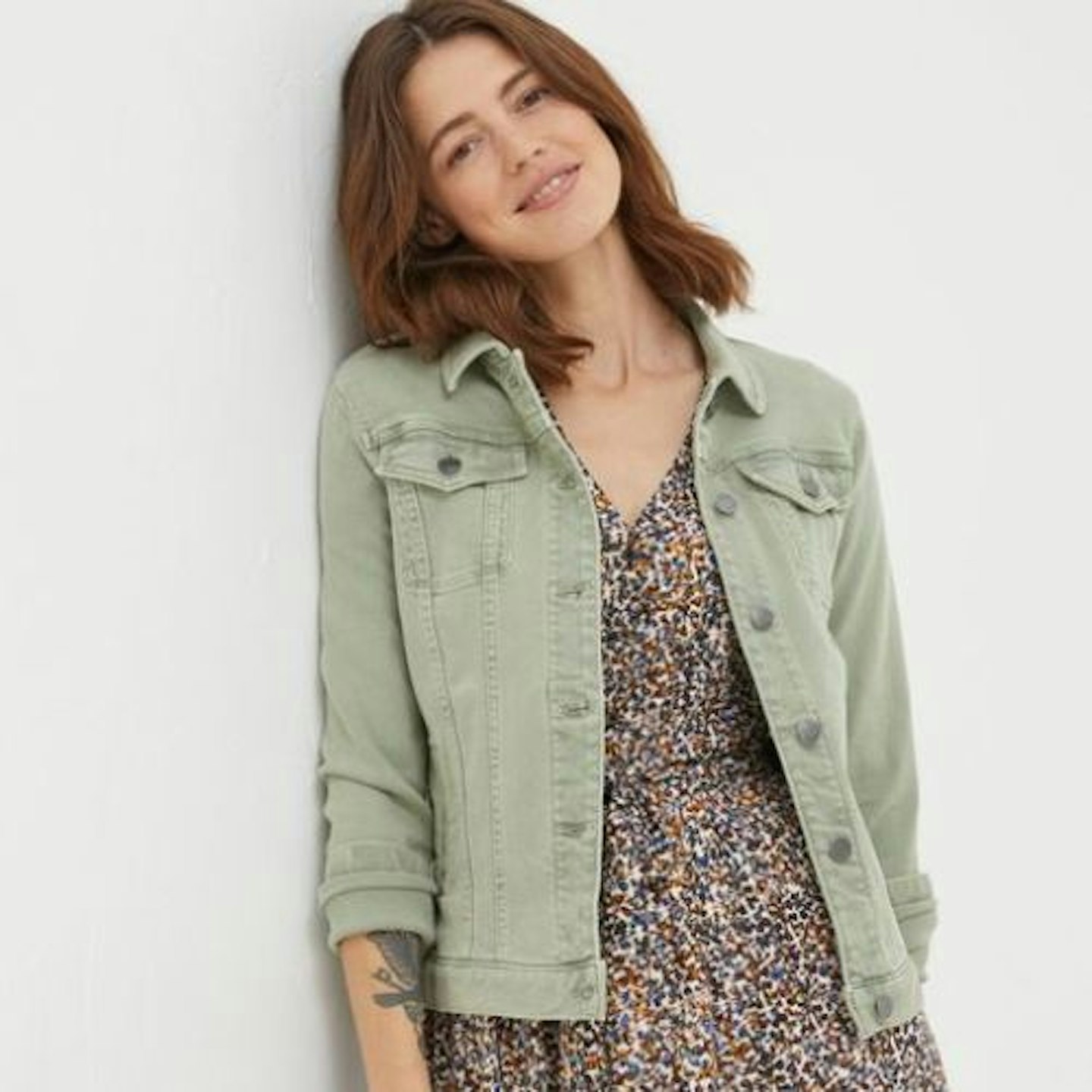 Tasha Light Green Denim Jacket