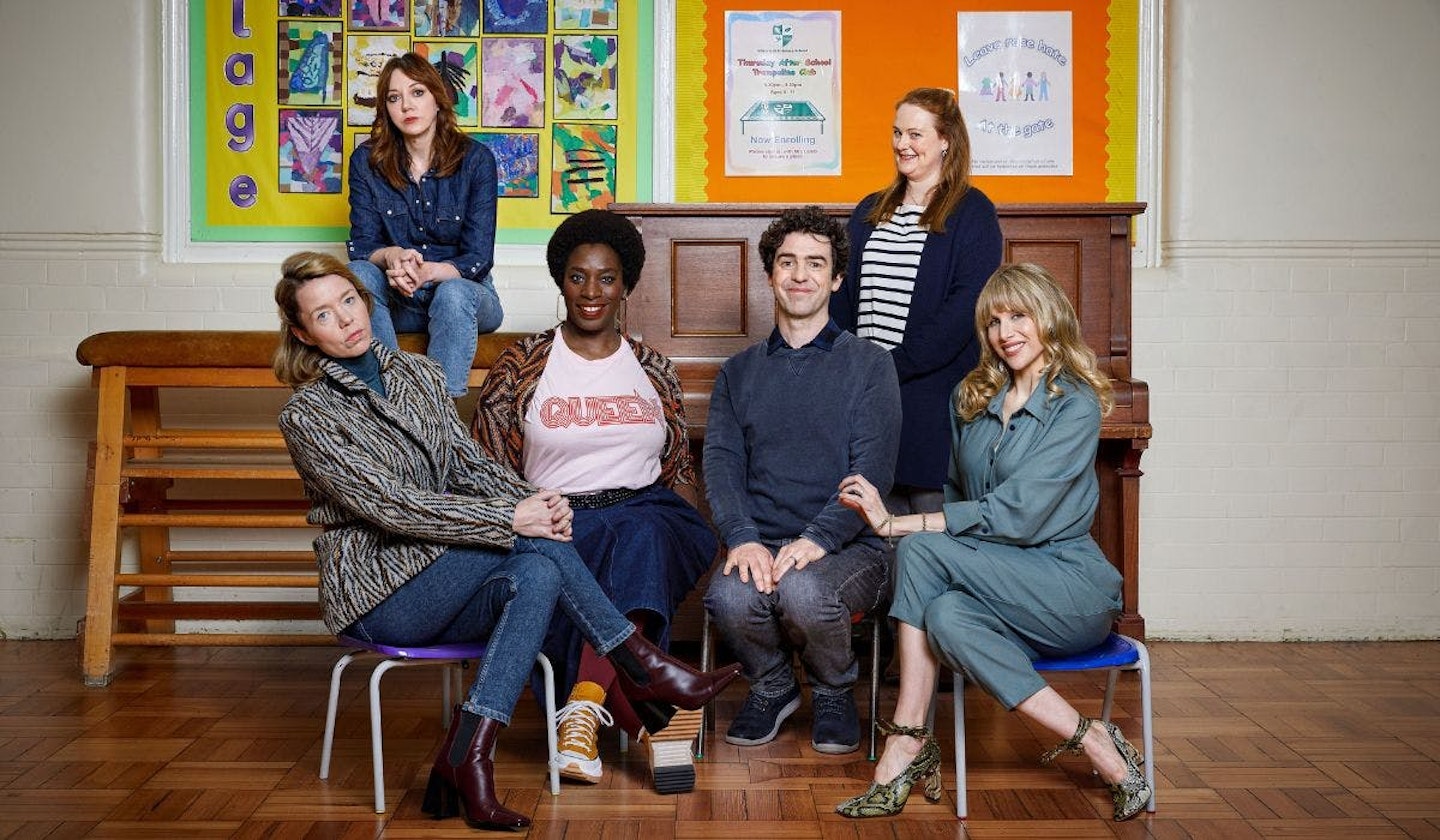 Motherland cast: Julia (Anna Maxwell Martin), Liz (Diane Morgan), Meg (Tanya Moodie), Kevin (Paul Ready), Anne (Phillipa Dunne), Amanda (Lucy Punch)