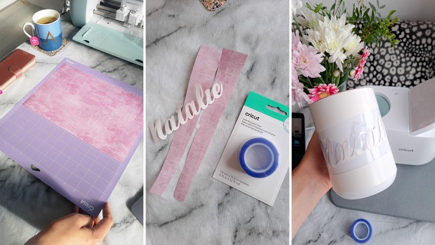 Natalie shows how to make a personalised mug step-by-step using a Cricut Mug Press