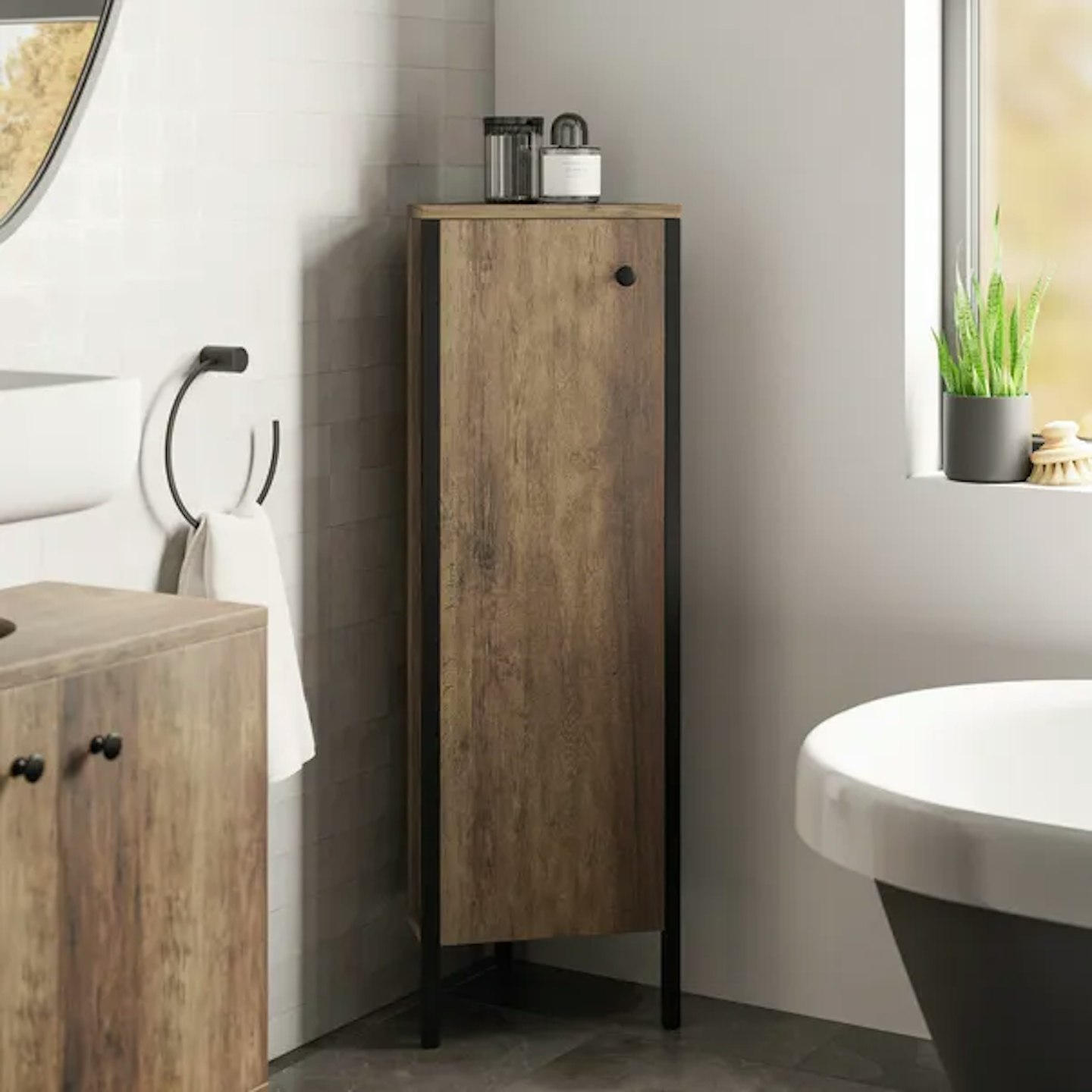 Fulton Pine Effect Bathroom Corner Unit