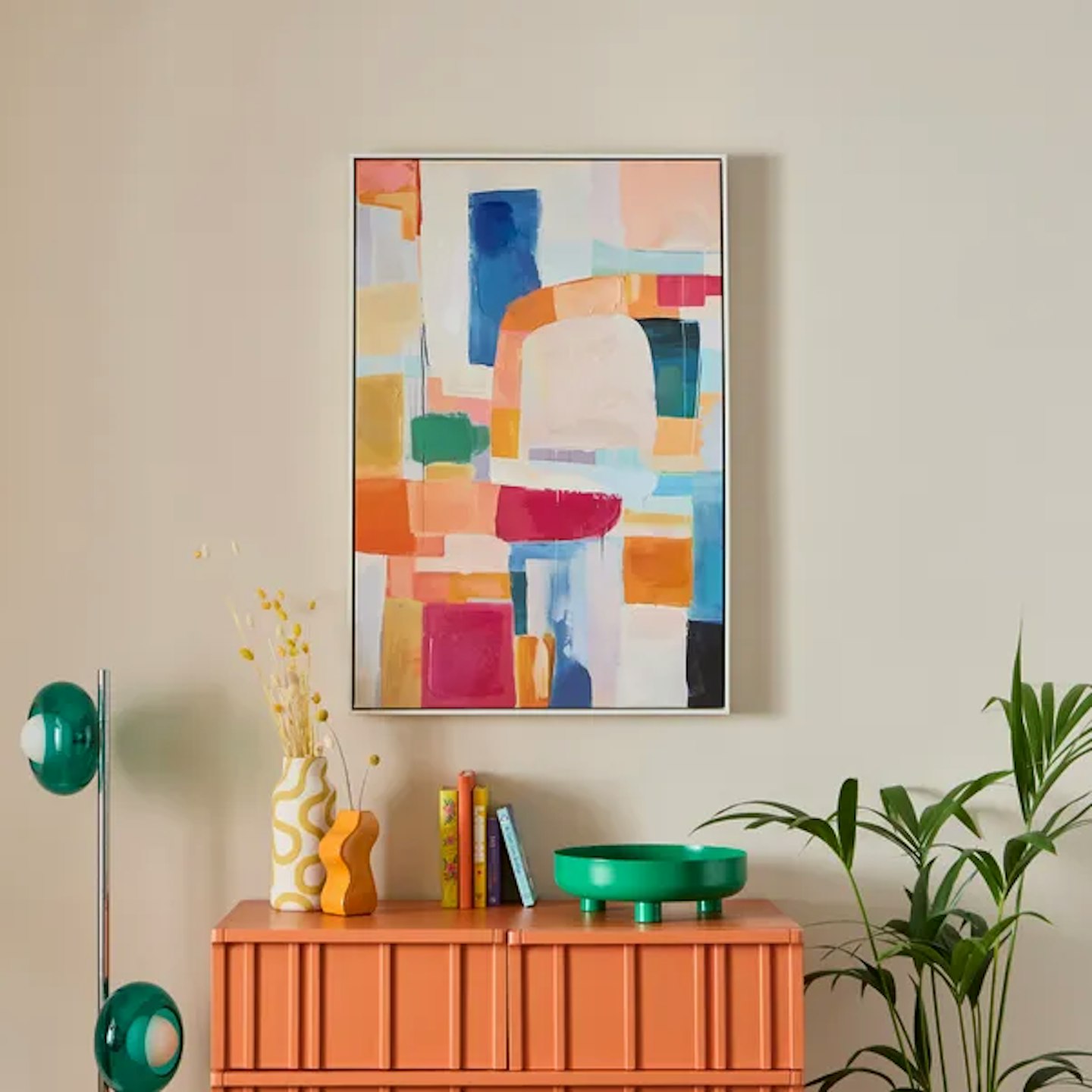 Elements Abstract Blocks Framed Canvas