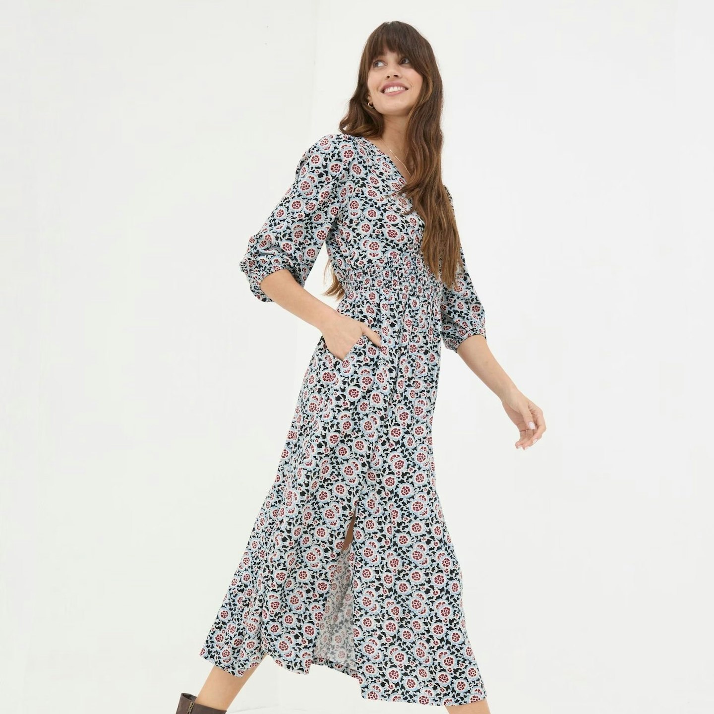 Rene Black Wild Floral Midi Dress