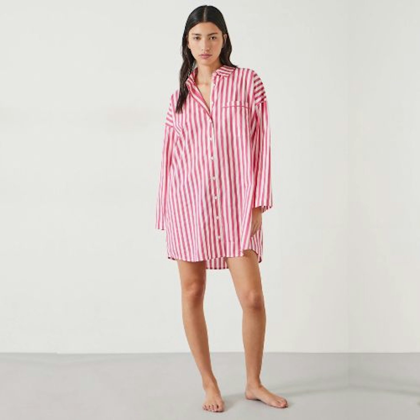 Hush White Oversized Emerson Striped Nightshirt