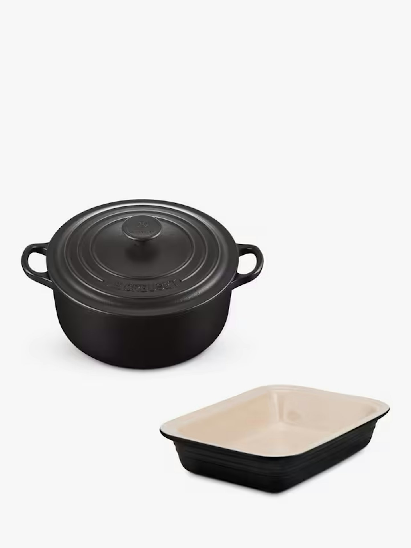 Le Creuset Cast Iron 20cm Casserole and 29cm Stoneware Dish Set