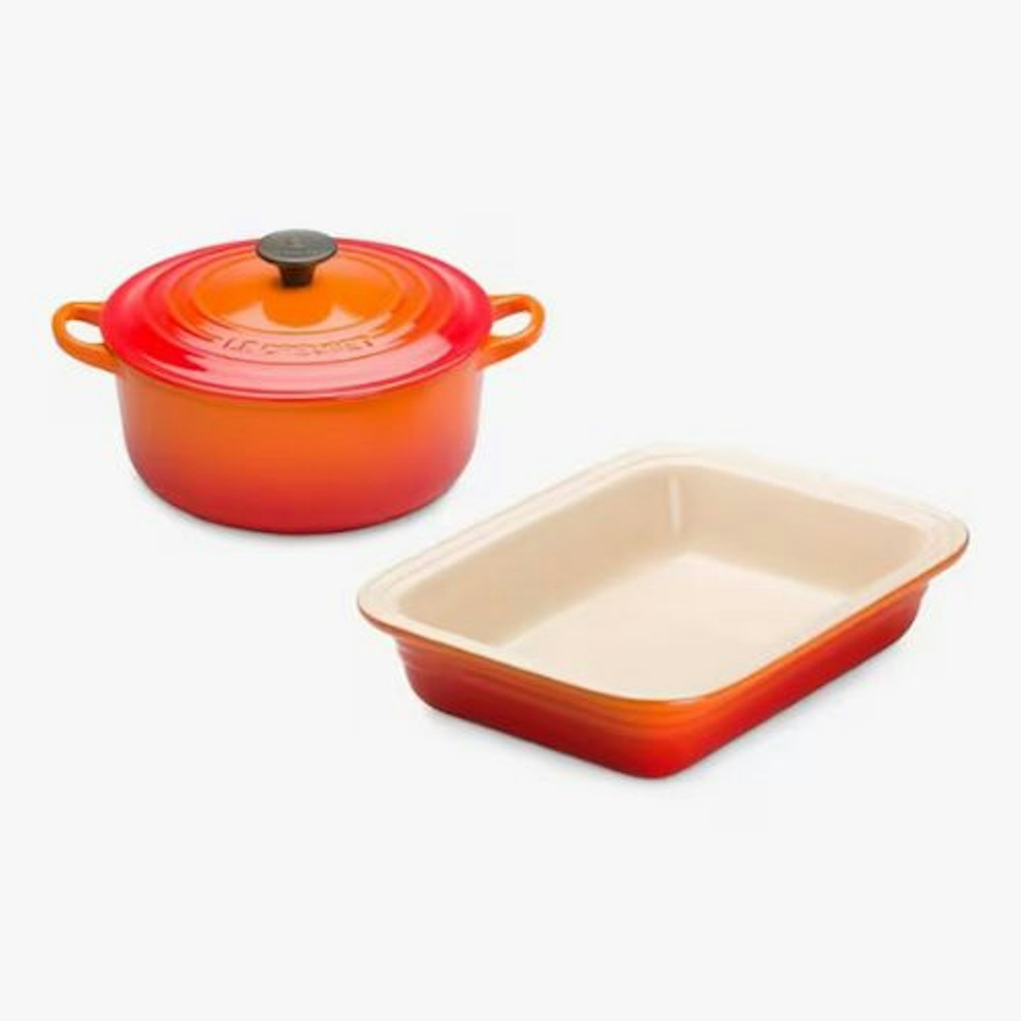 Le Creuset Cast Iron 20cm Casserole and 29cm Stoneware Dish Set, 2 Piece, Volcanic