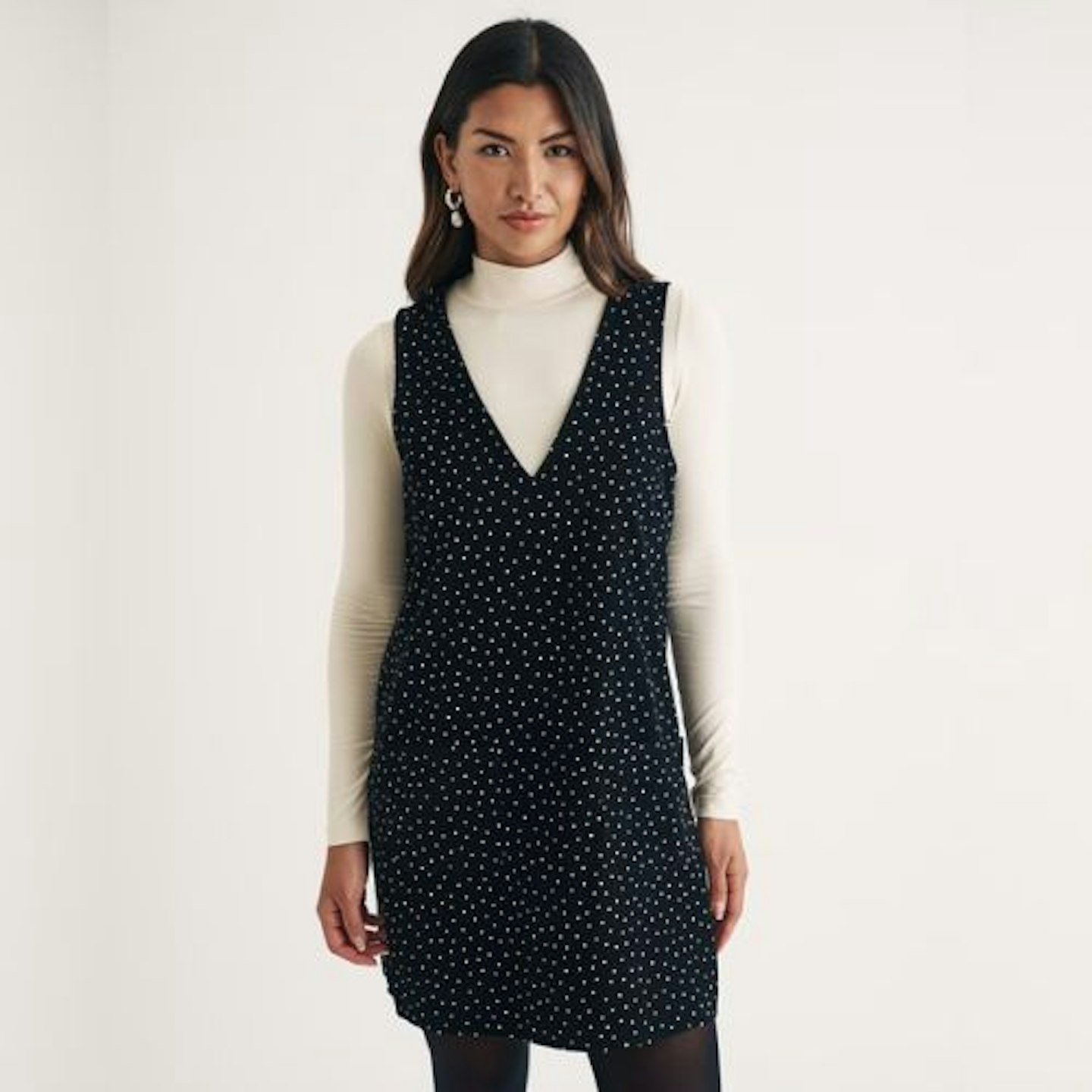 Nobody's Child Cord Polka Dot V-Neck Mini Shift Dress