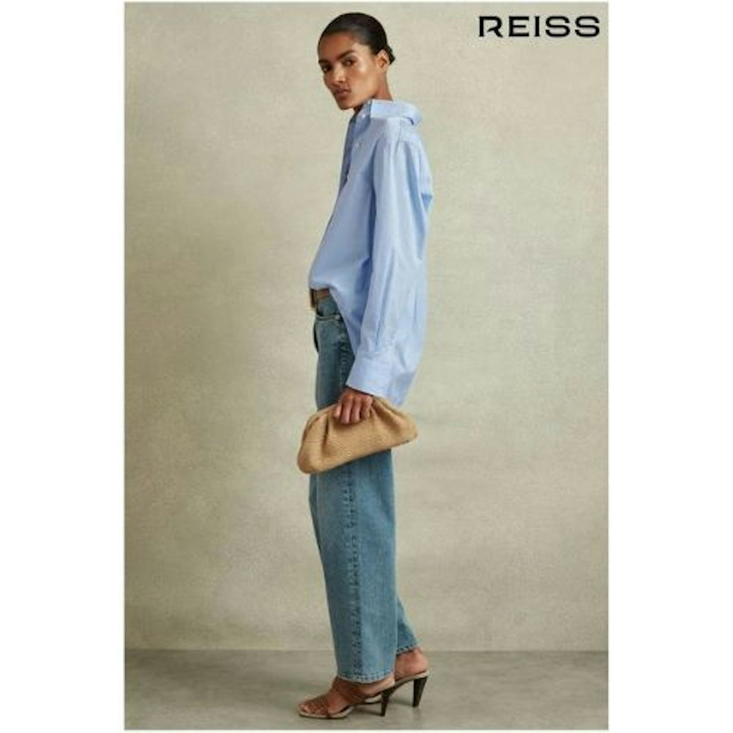 Reiss Blue Jenny Cotton Poplin Shirt