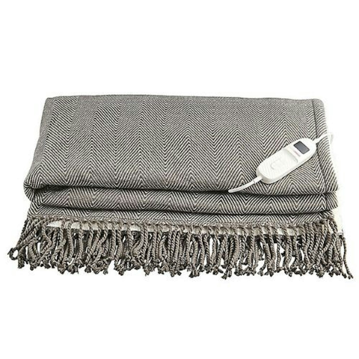 StaySnug Knitted Chevron Heated Throw with Tassels