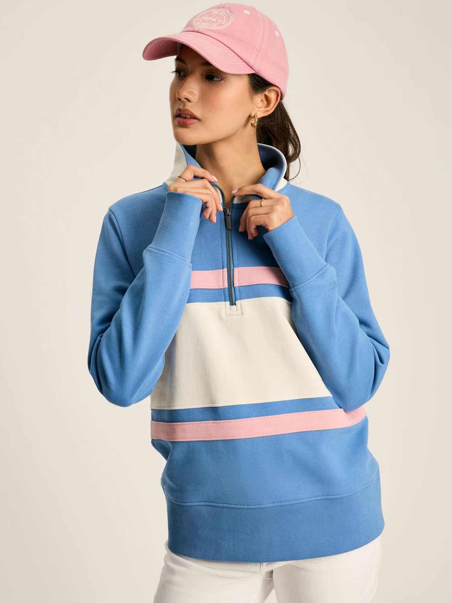 Tadley Blue & White Quarter Zip Sweatshirt