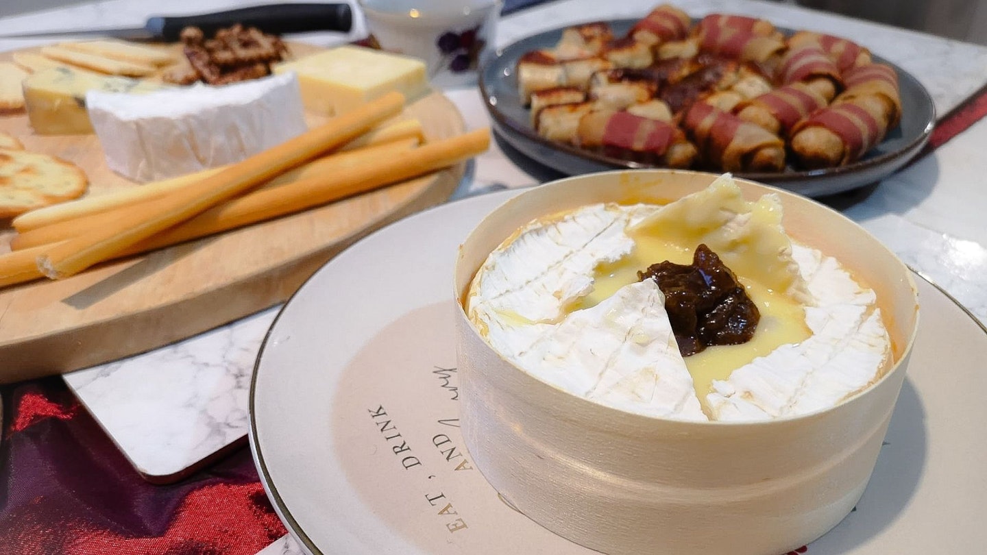 Baked Camembert, pigs in blankets, party food cooked in an air fryer