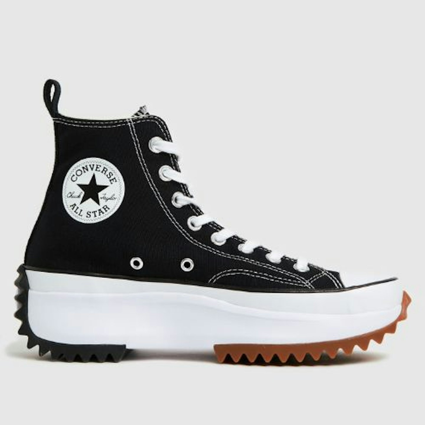 Converse run star hike hi trainers in black + white