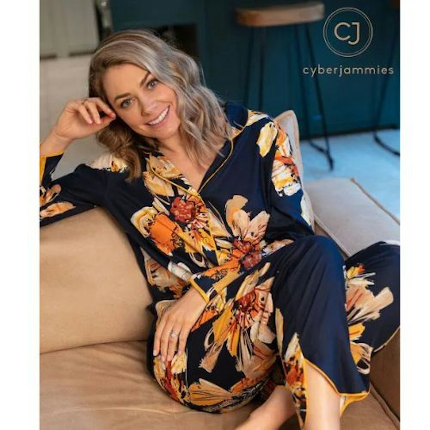 Cyberjammies Blue Floral Print Pyjamas Set