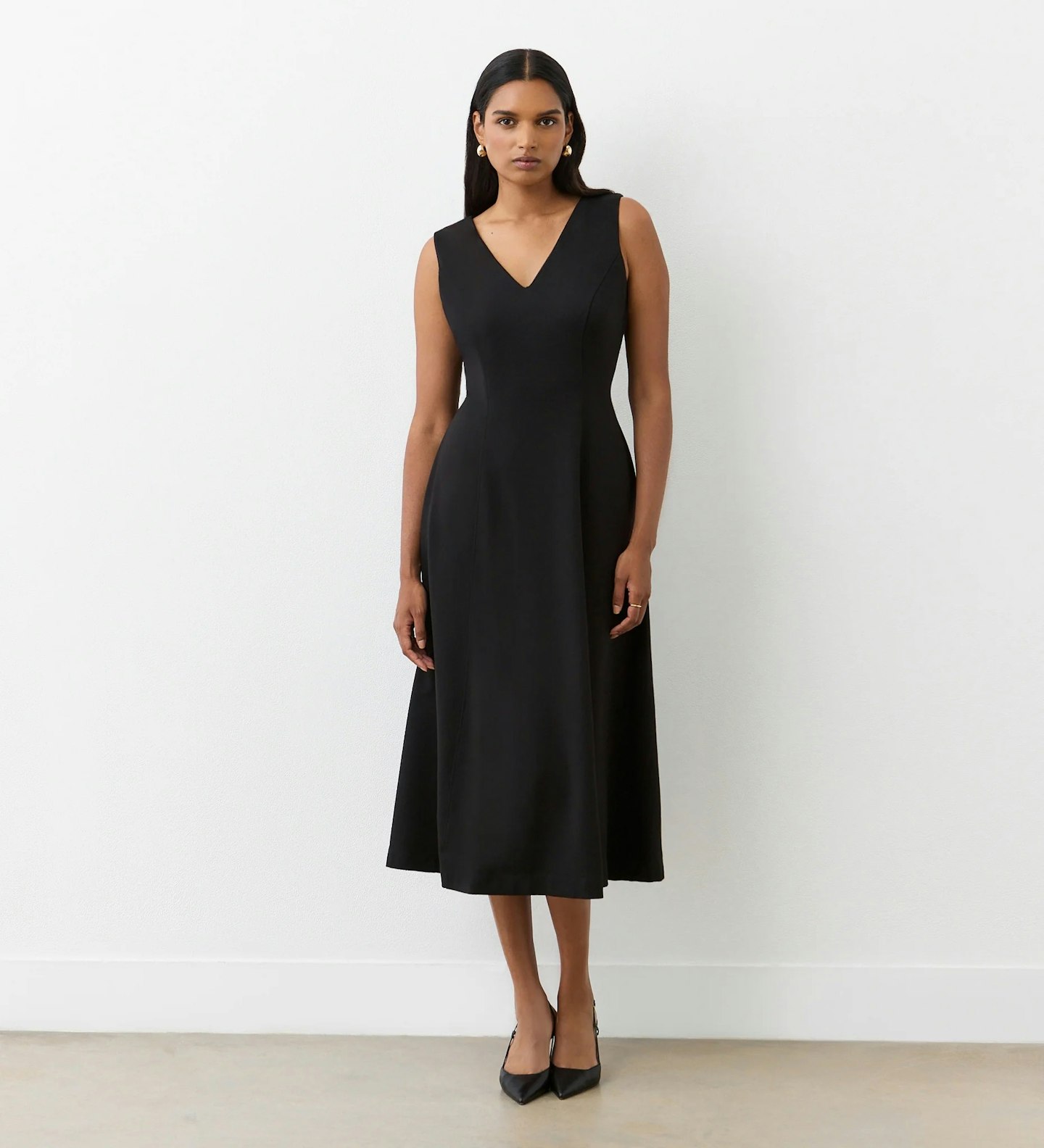 Finery London Adele black ponte midi dress