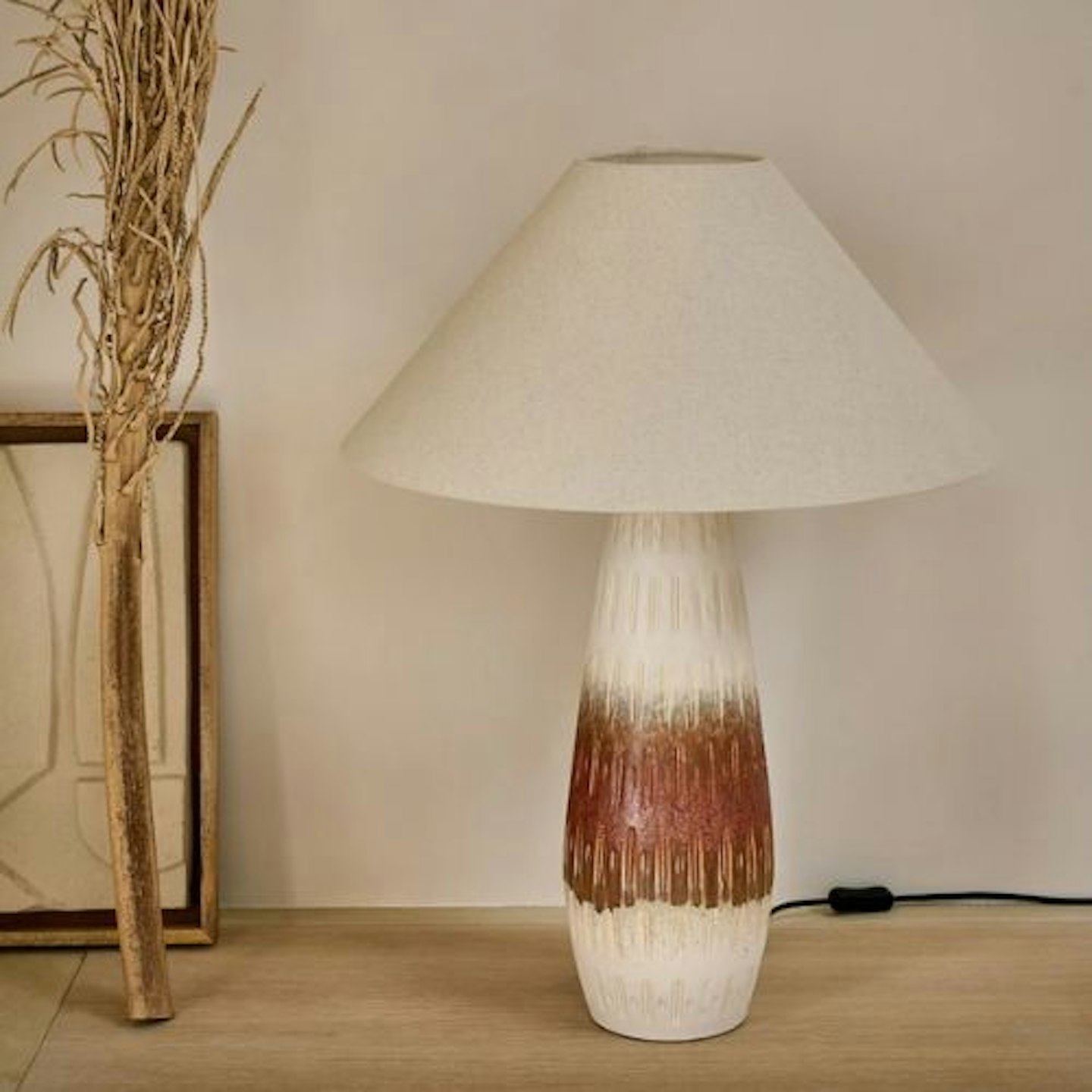 French Connection Cream/Brown Kancha Table Lamp