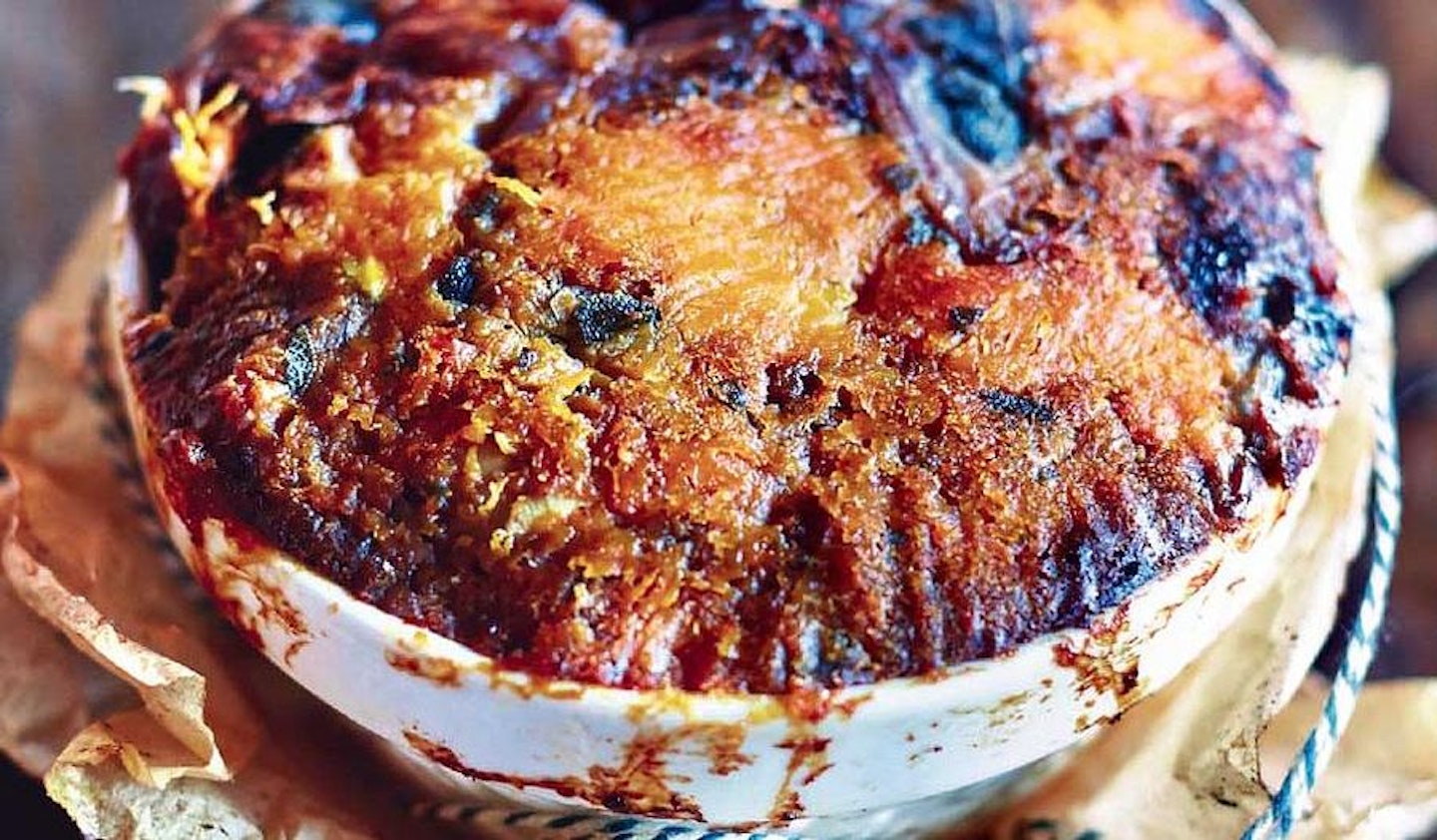 Jamie Oliver's vegetarian Christmas stuffing served in a white bowl