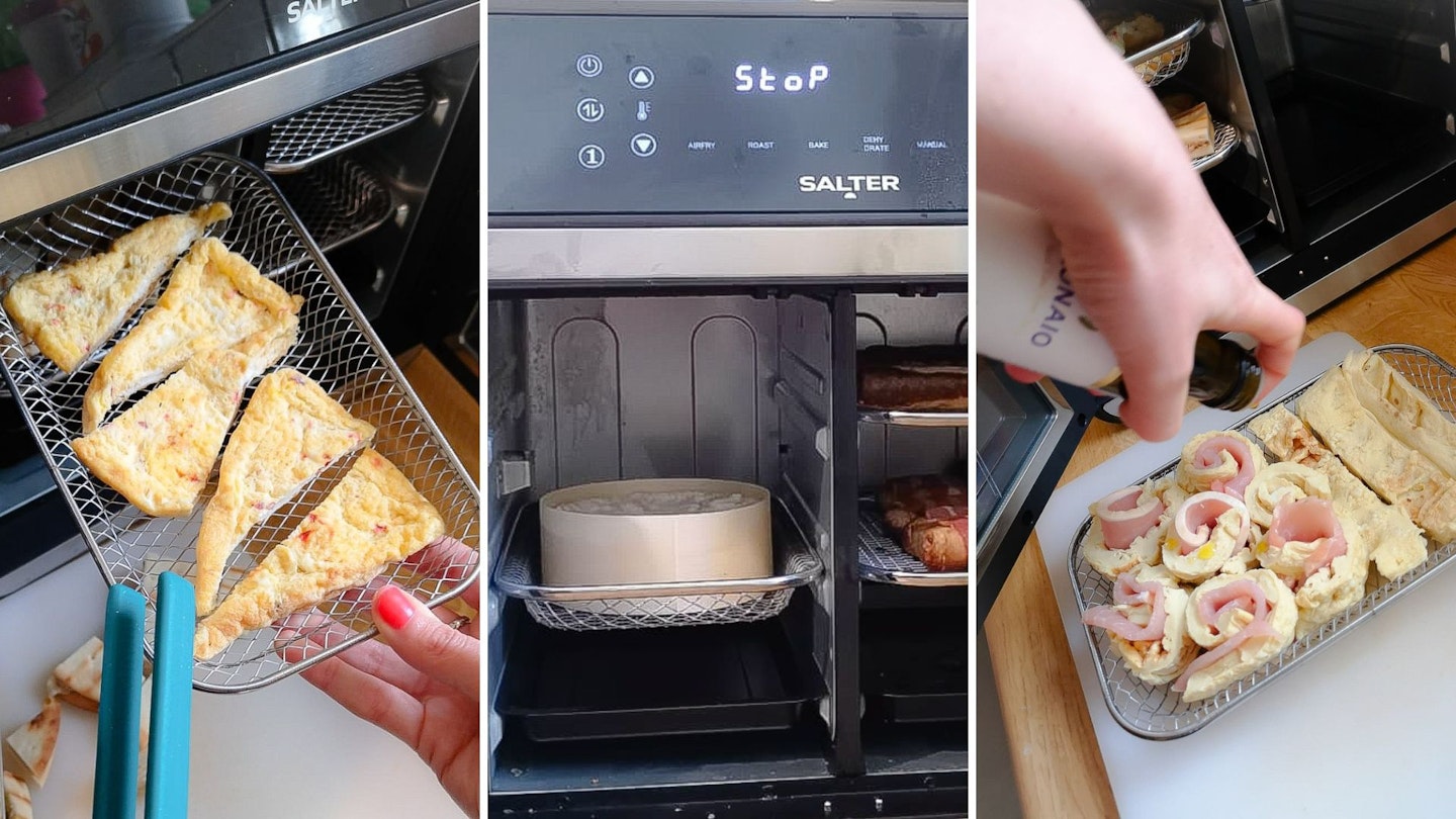 Cooking omelette, Camembert and Yorkshire pudding wraps in an air fryer