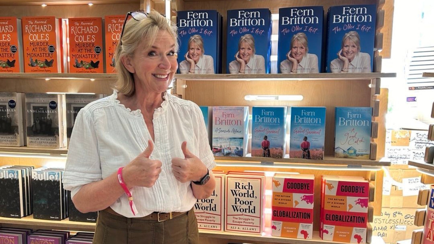 Fern Britton and a display of her a new book titled The Older I Get