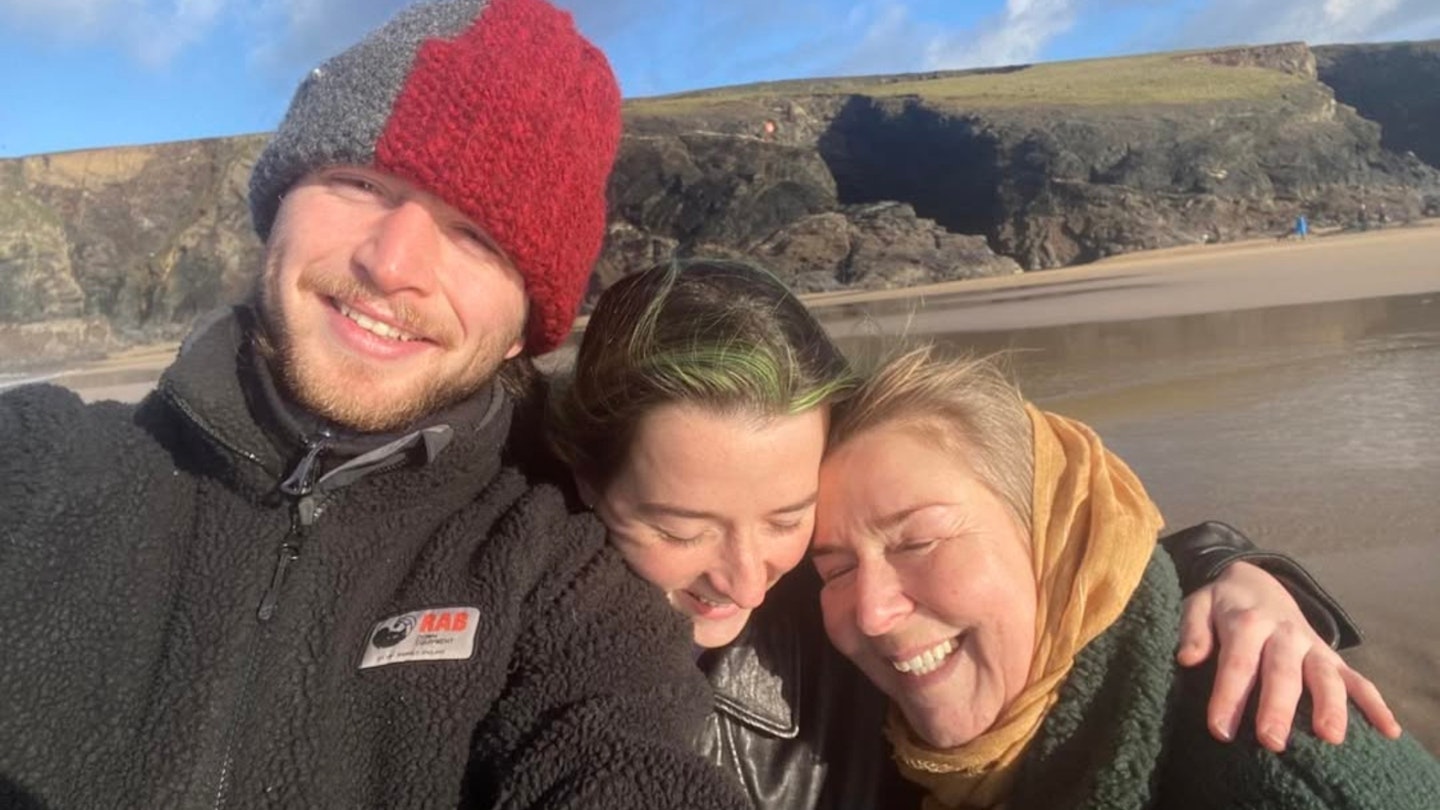 Fern Britton with her kids in her happy place, on the beach in Cornwall