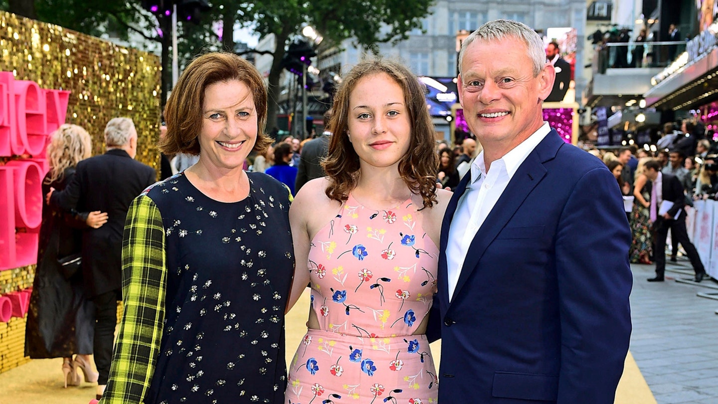 Martin Clunes with wife Philippa Braithwaite and daughter Emily Clunes