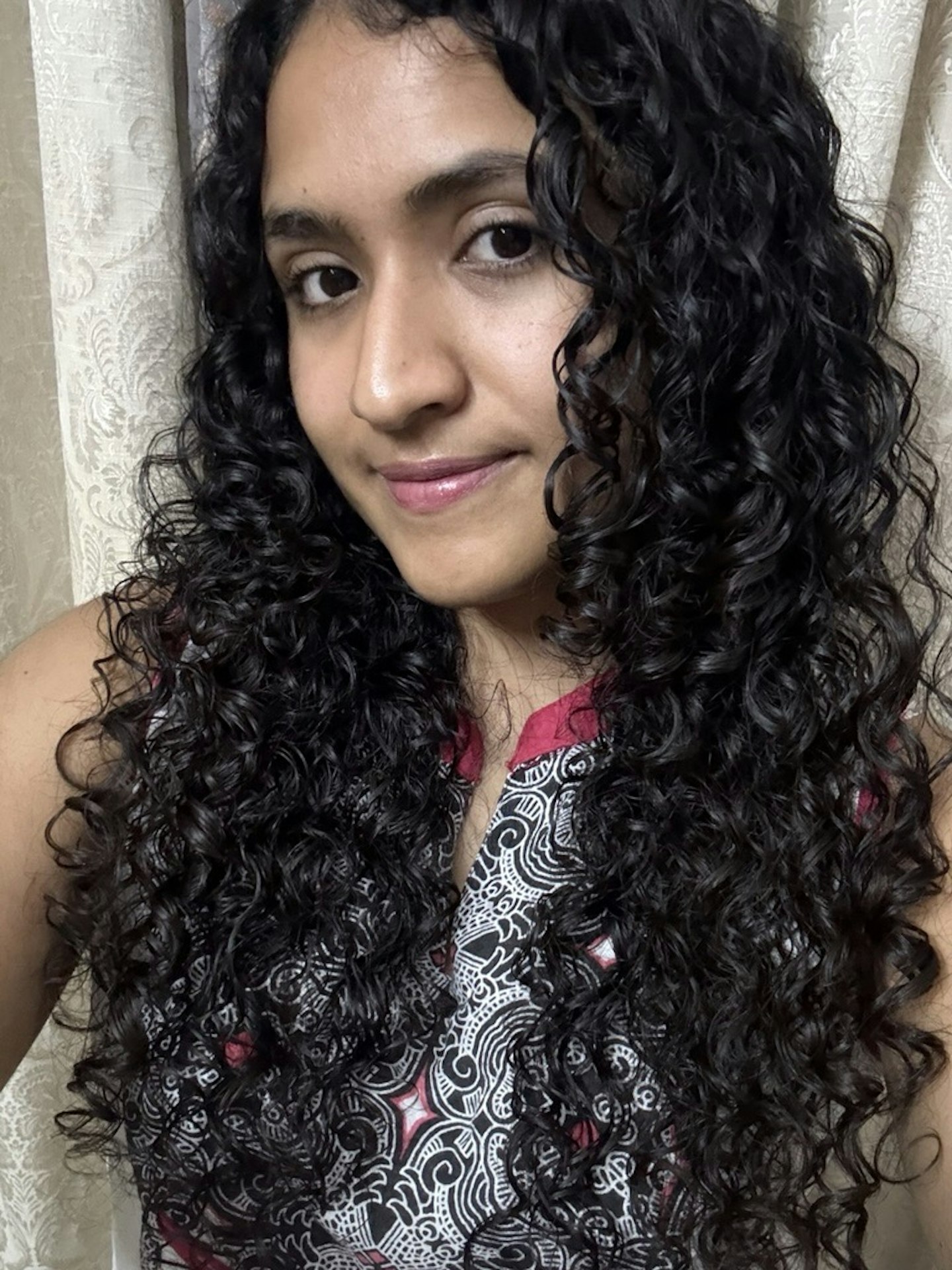 Tester's hair after using Umberto Giannini Crème de Curl Control Cream