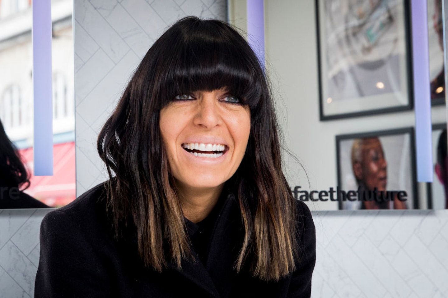 Claudia Winkleman seen smiling while announcing her partnership with No7 at No7 Laboratories Skin Clinic