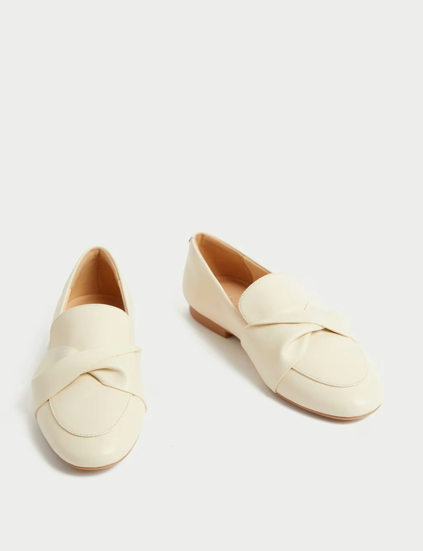 M&S leather bow slip on loafers