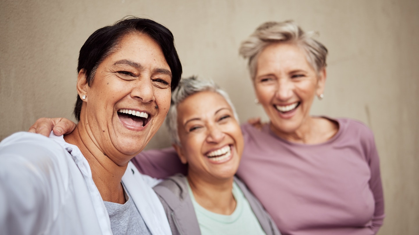 Portrait of elderly female friends