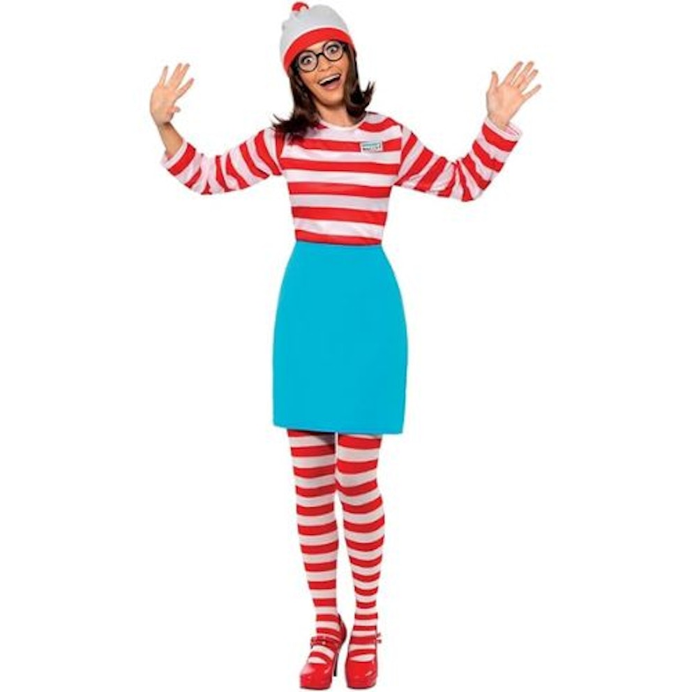 Wheres Wally Wenda Deluxe Costume Childs Dress Hat Tights and Glasses