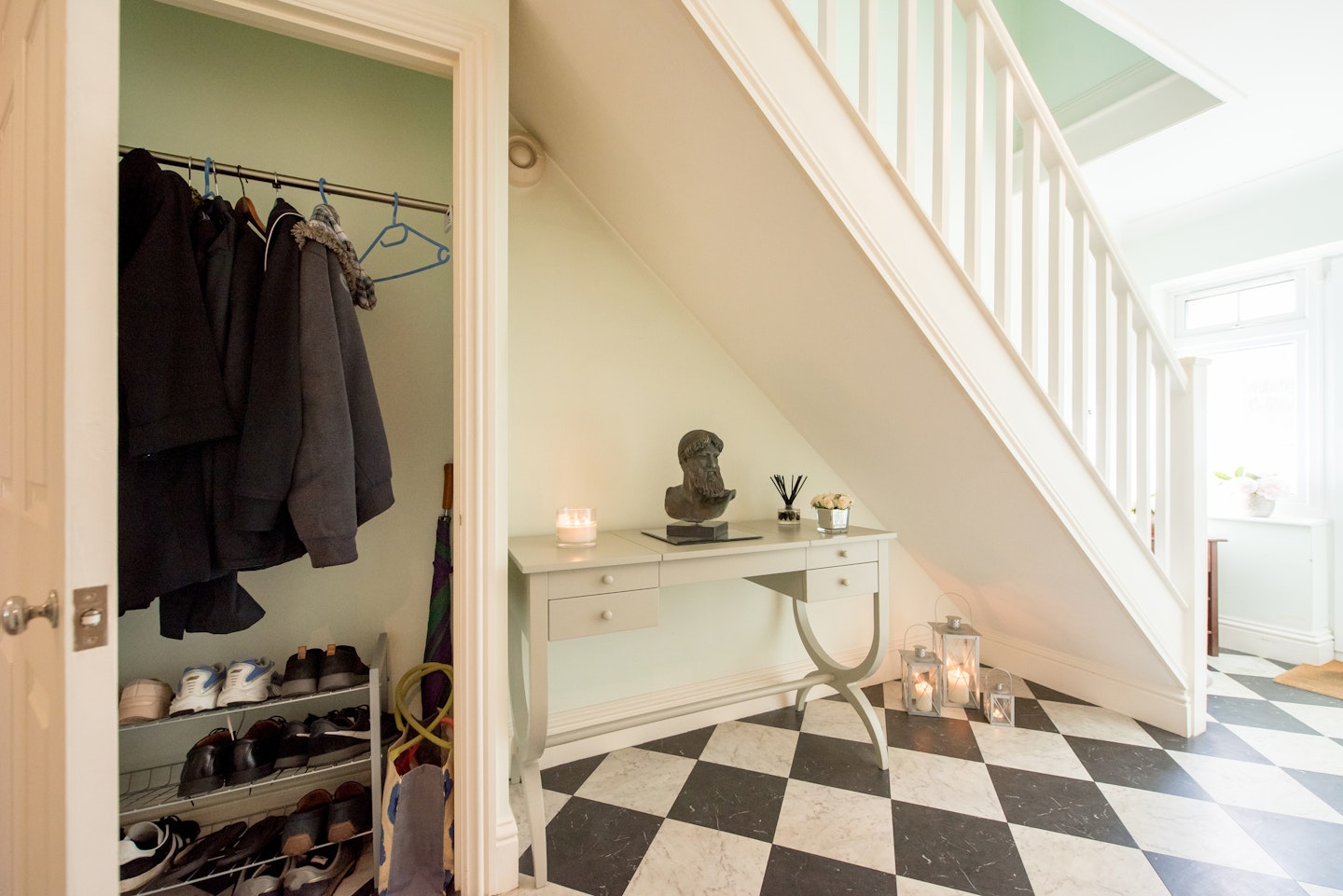 Under stairs coat storage