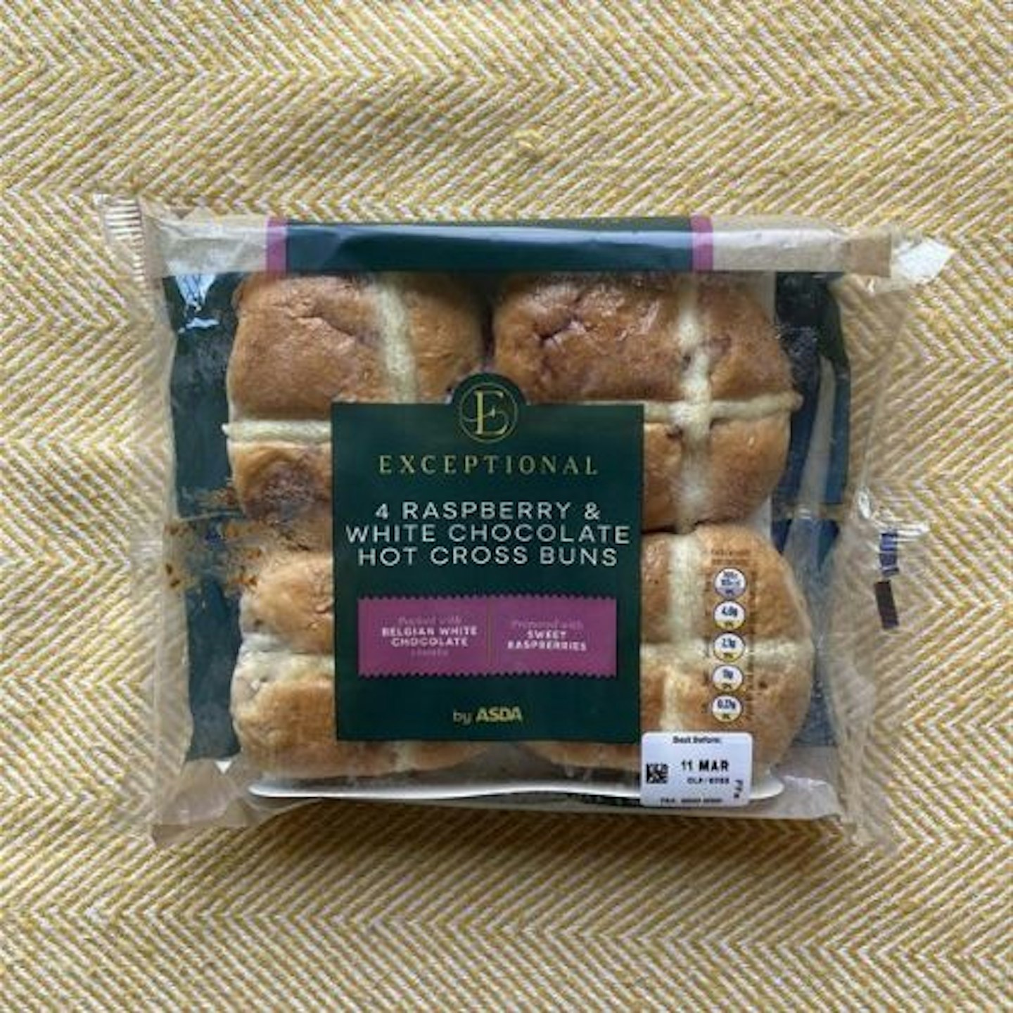 ASDA Raspberry & White Chocolate Hot Cross Buns