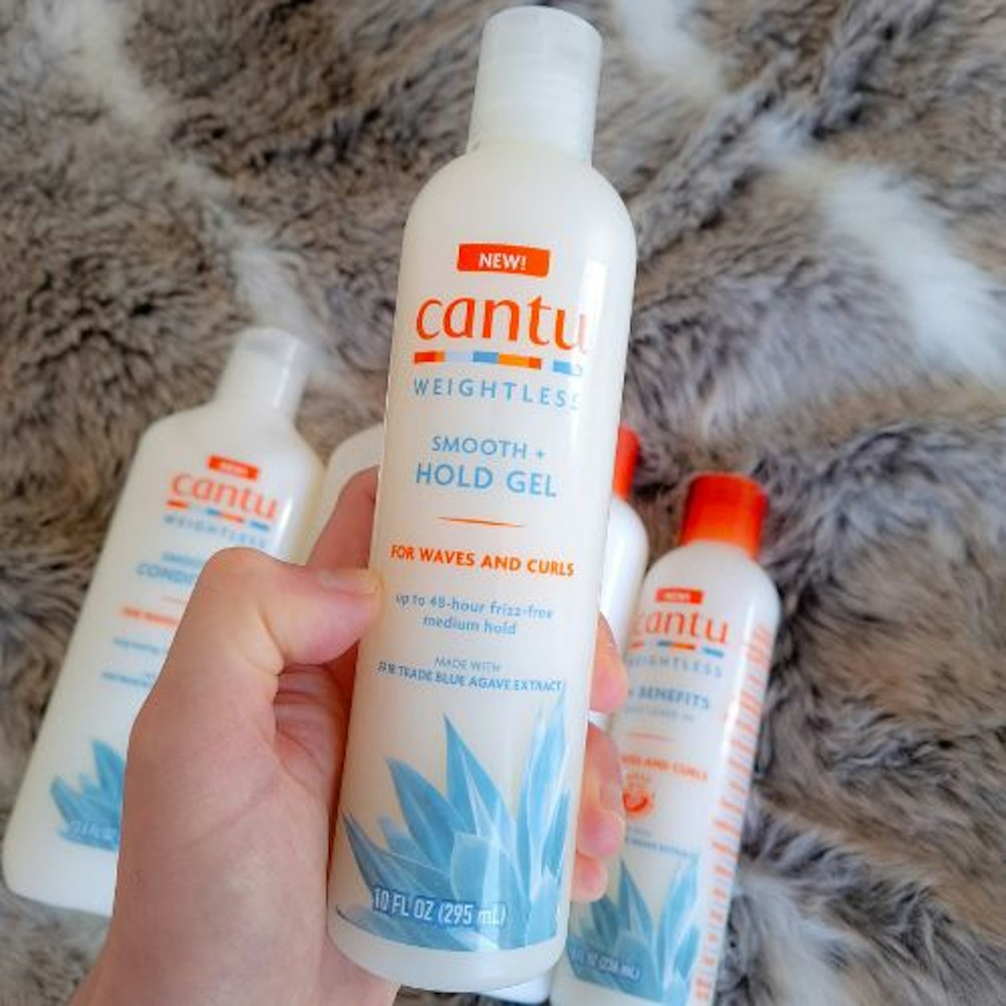 photo of Cantu Weightless Smooth and Hold Gel in tester's hand