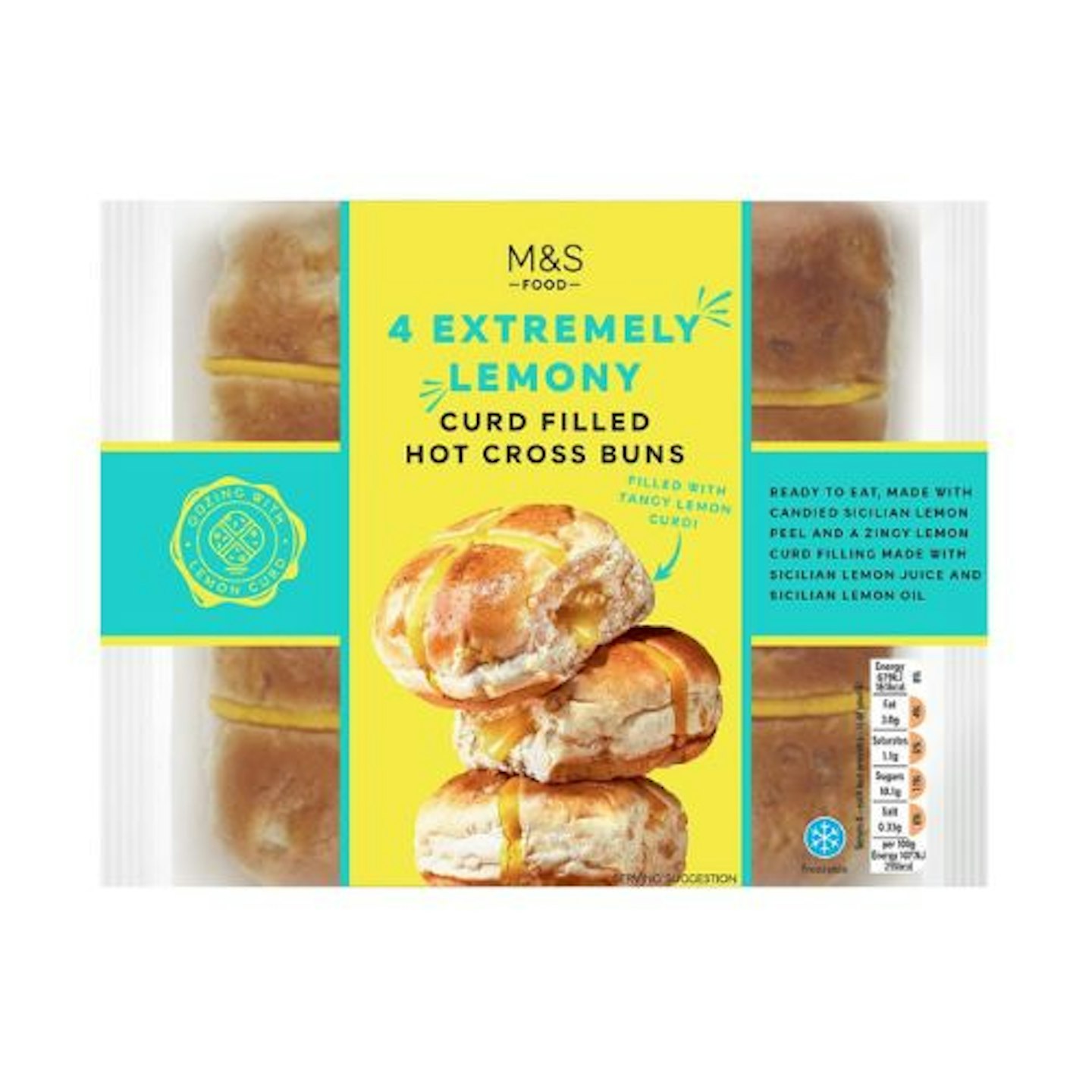 M&S 4 Lemon Curd Filled Hot Cross Buns