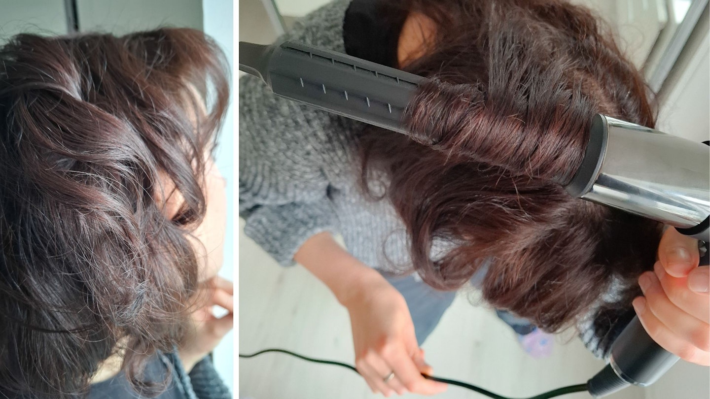 Nicky Clarke AirStyle Pro using the Aircurl attachments to create loose curls in tester's hair