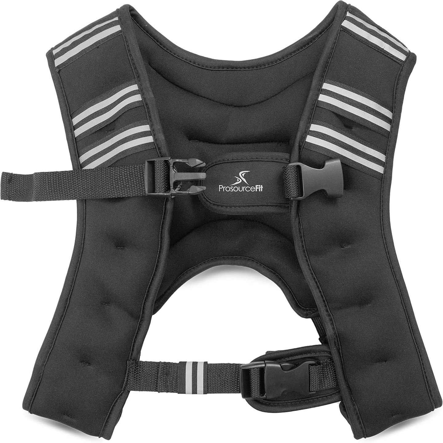 Black weighted vest with double central chest clip 