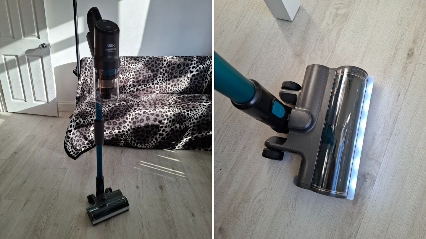 VAX HomePro Pet Design Cordless Vacuum Cleaner self-standing function and bright headlights on the brushhead