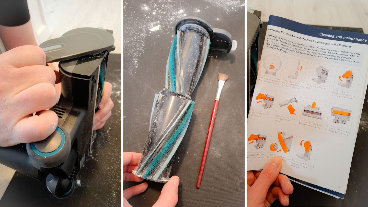 Removing and cleaning the brushroll in the VAX HomePro Pet Design Cordless Vacuum Cleaner