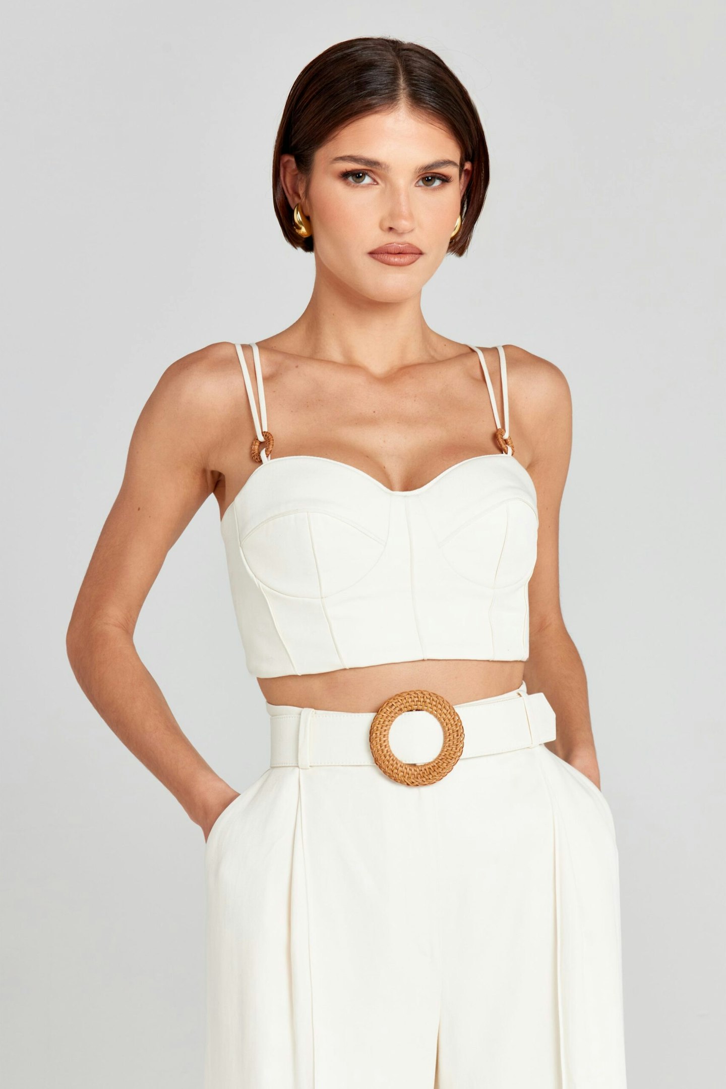 Nadine Merabi Gabi White Corset Top