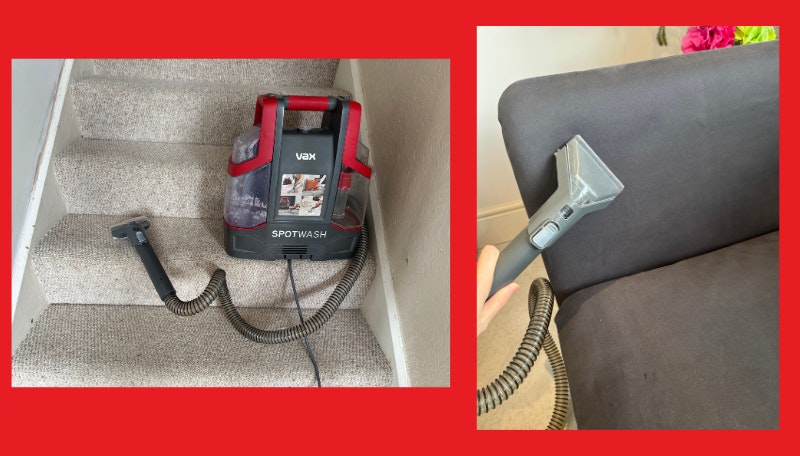 Cleaning stairs and sofa with the Vax SpotWash