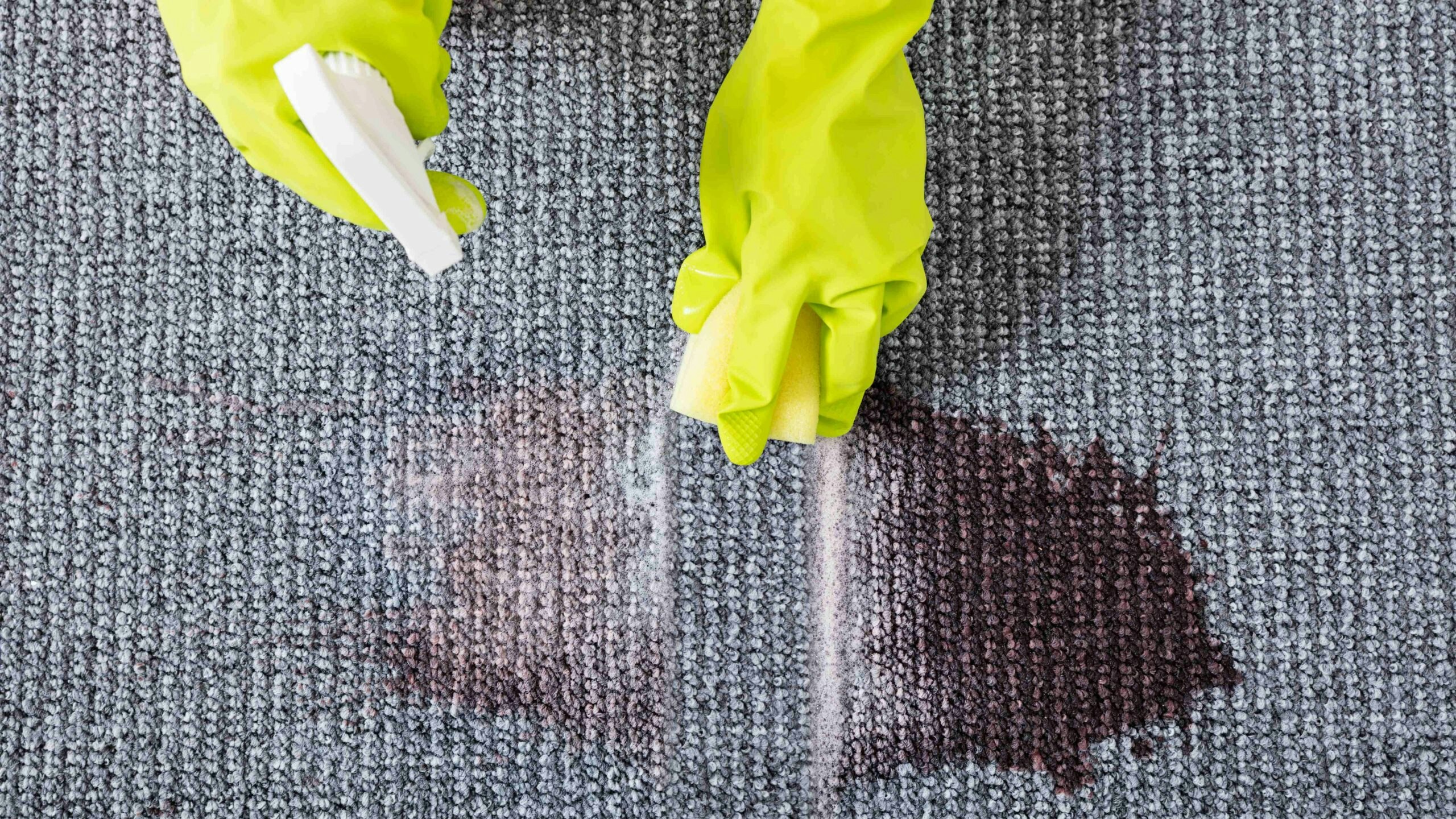 Woman cleaning a carpet