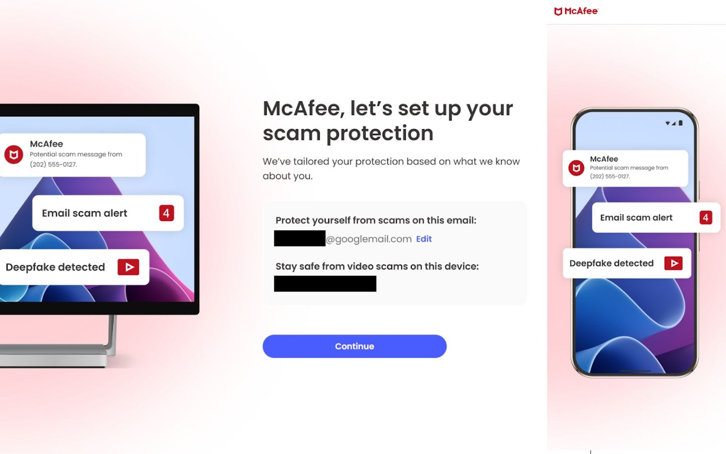 McAfee Scam Detector installation screen