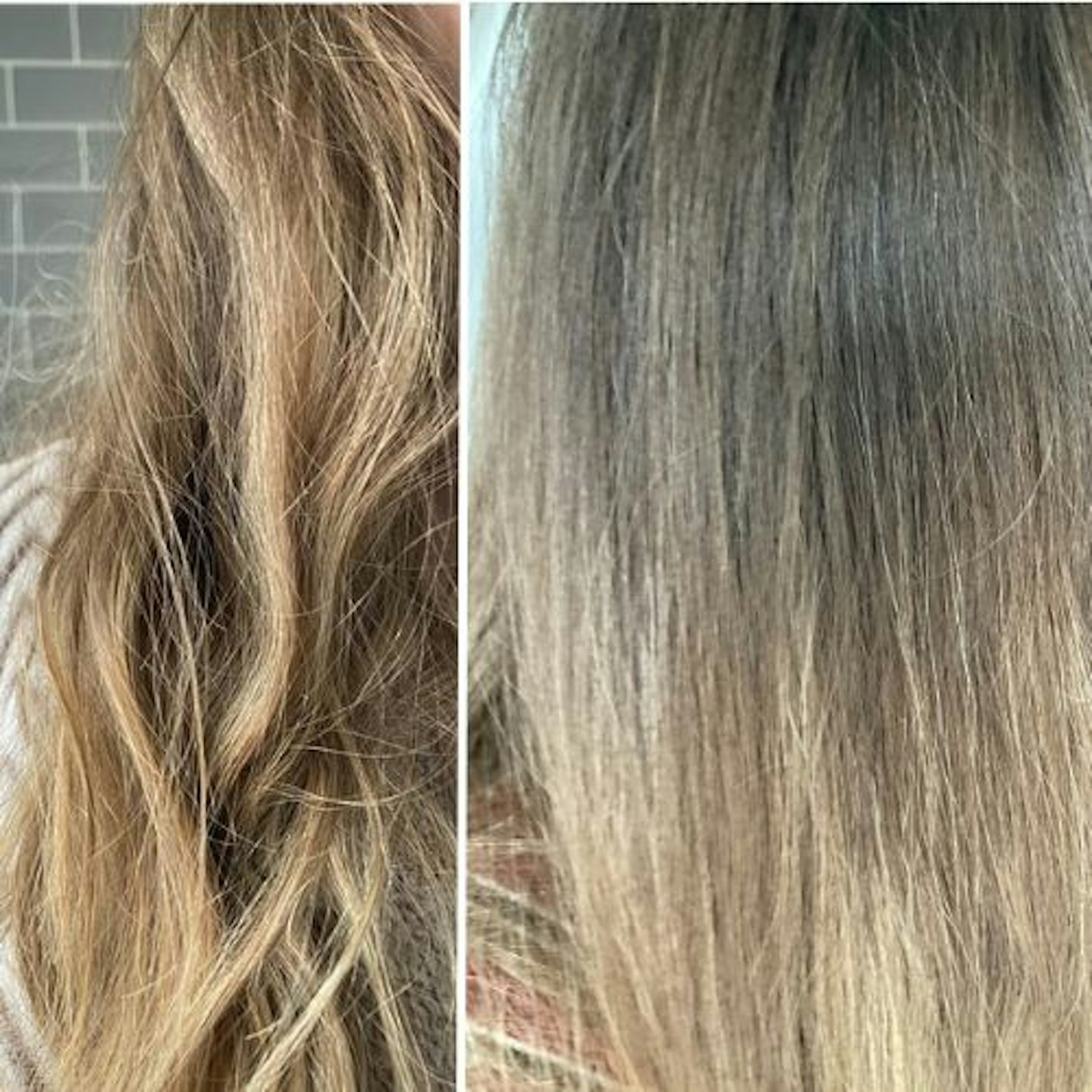 Before and after using CLOUD NINE Magical Quick Dry Potion bottle